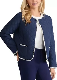Women's Quilted Jacket with Decorative Stitch