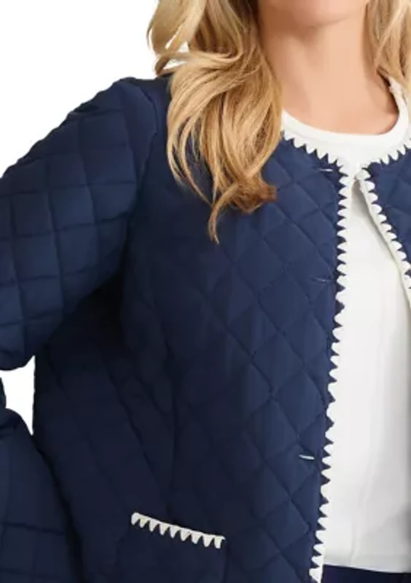 Women's Quilted Jacket with Decorative Stitch
