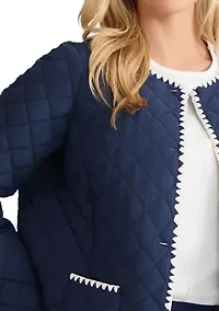 Women's Quilted Jacket with Decorative Stitch