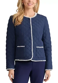 Petite Quilted Jacket with Decorative Stitch