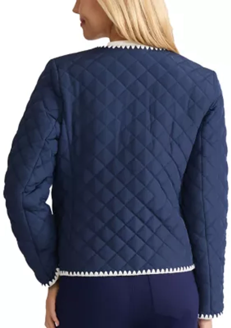 Petite Quilted Jacket with Decorative Stitch