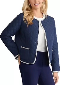 Petite Quilted Jacket with Decorative Stitch