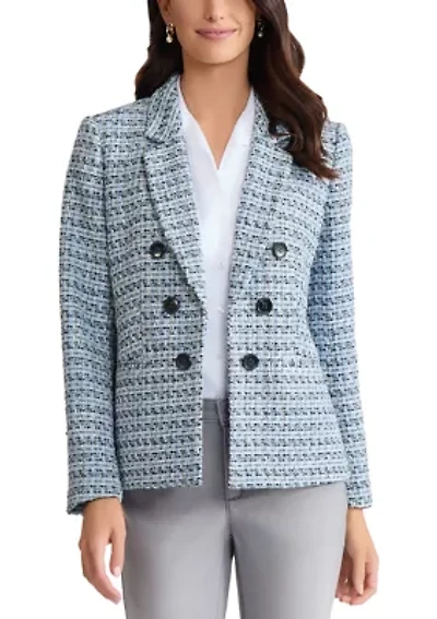 Women's Faux Tweed Double Breasted Jacket