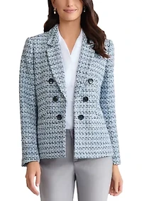Women's Faux Tweed Double Breasted Jacket