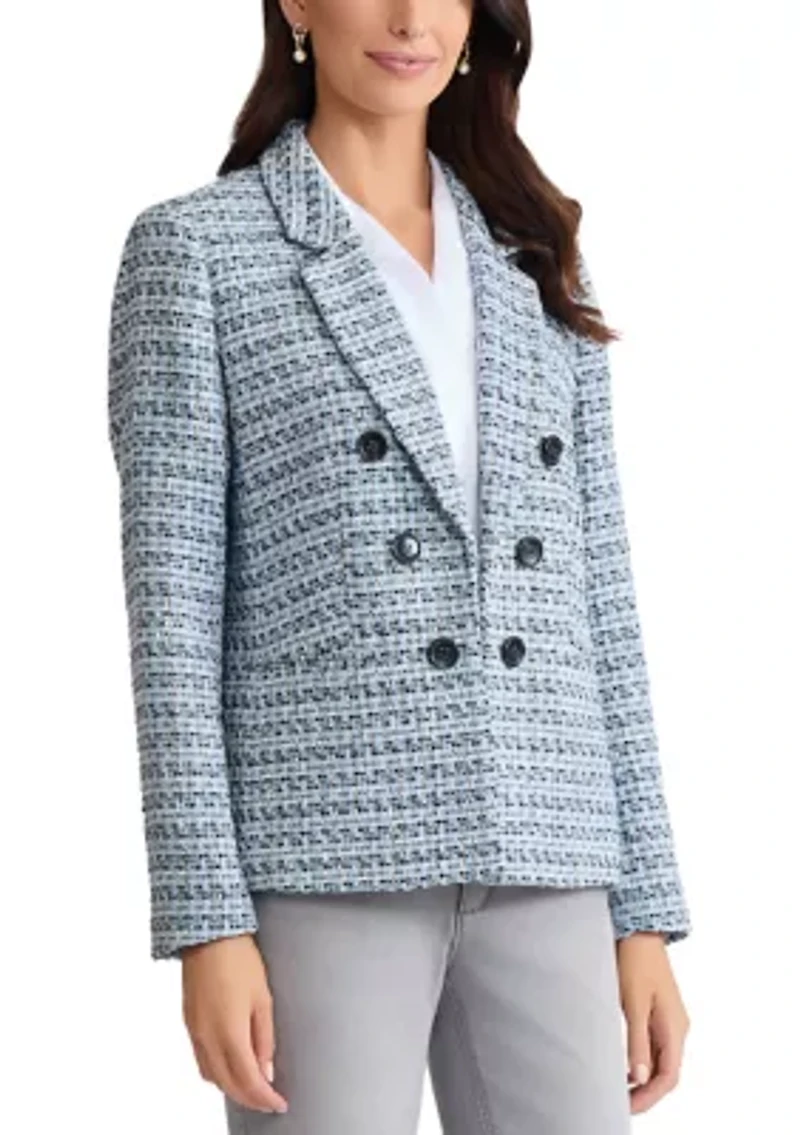 Women's Faux Tweed Double Breasted Jacket