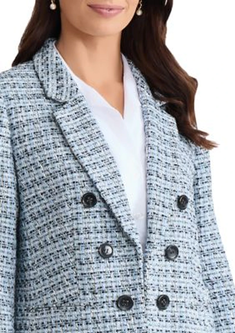 Women's Faux Tweed Double Breasted Jacket