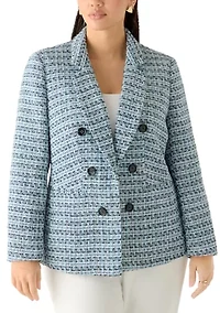 Plus Faux Double Breasted Tweed Jacket