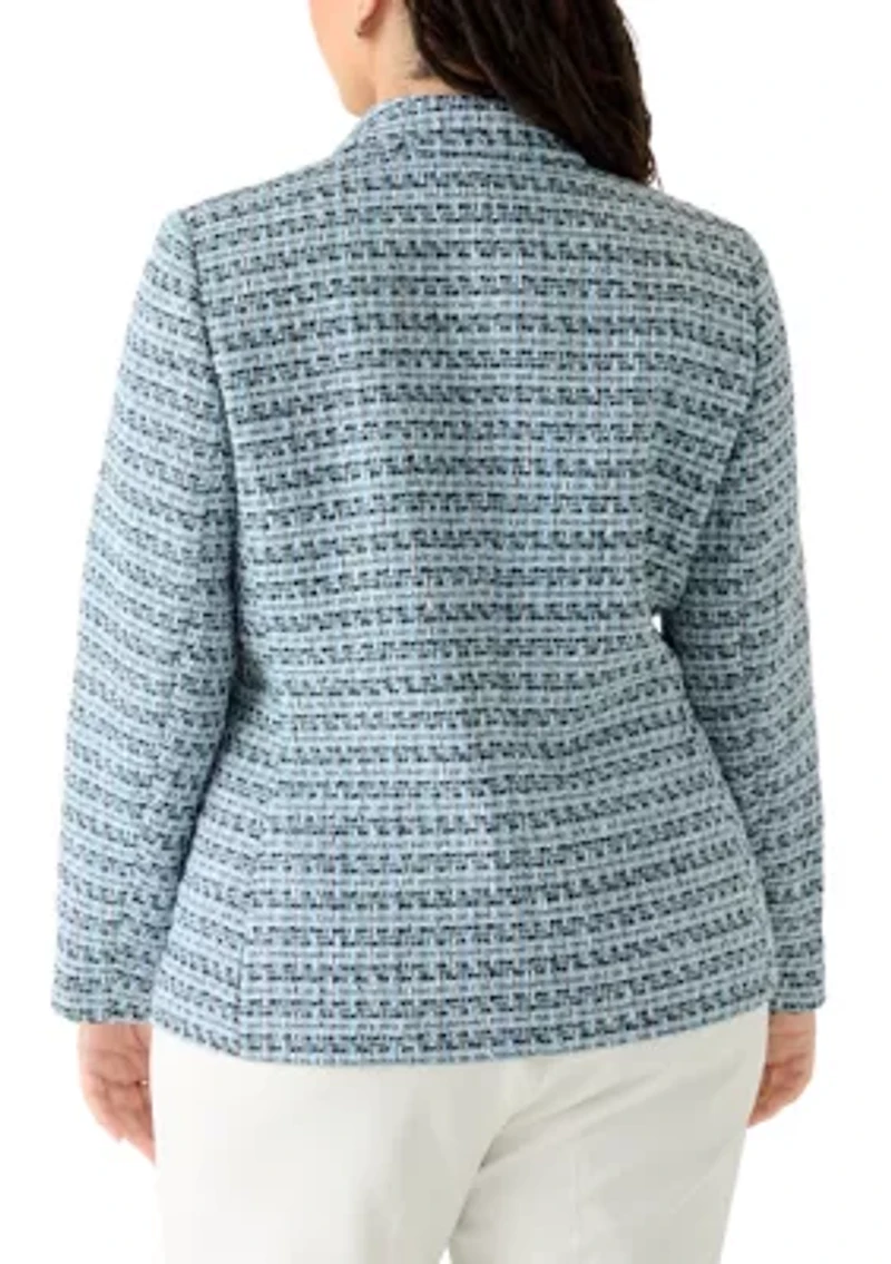 Plus Faux Double Breasted Tweed Jacket