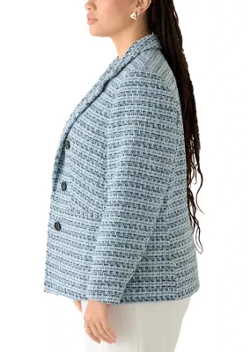 Plus Faux Double Breasted Tweed Jacket