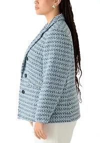 Plus Faux Double Breasted Tweed Jacket