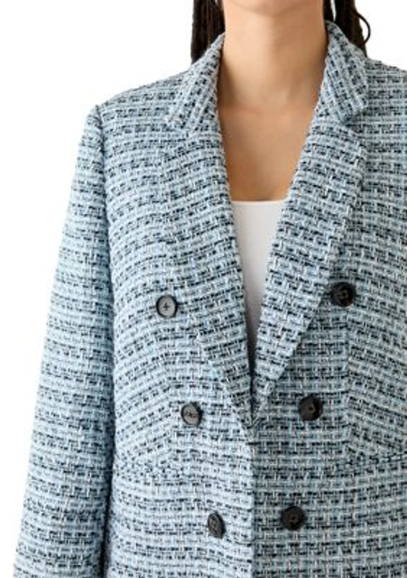 Plus Faux Double Breasted Tweed Jacket
