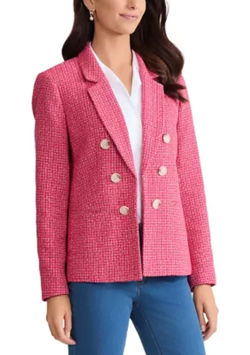 Women's Faux Double Breasted Tweed Jacket