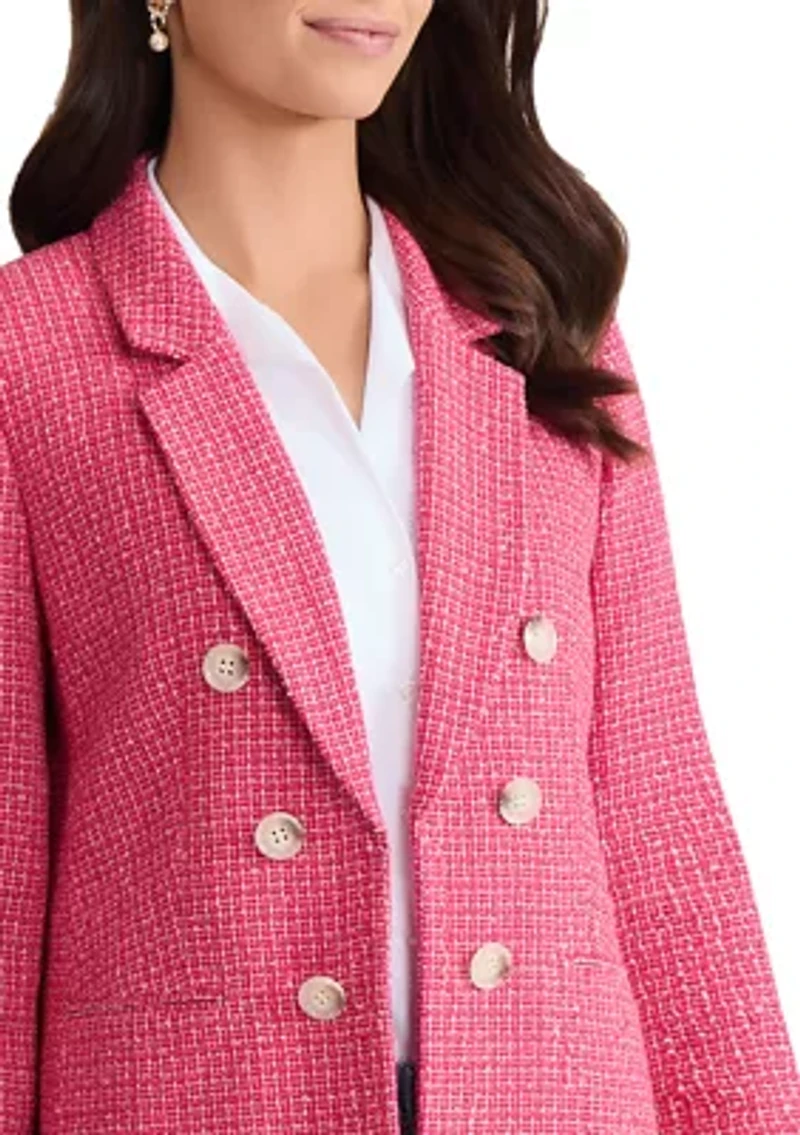Women's Faux Double Breasted Tweed Jacket