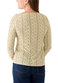 Petite Three-Quarter Sleeve Boat neck Top