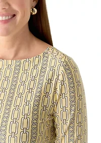 Petite Three-Quarter Sleeve Boat neck Top