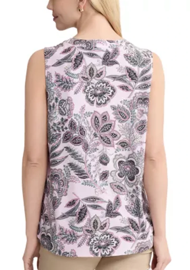 Women's Sleeveless Pleat Front Top