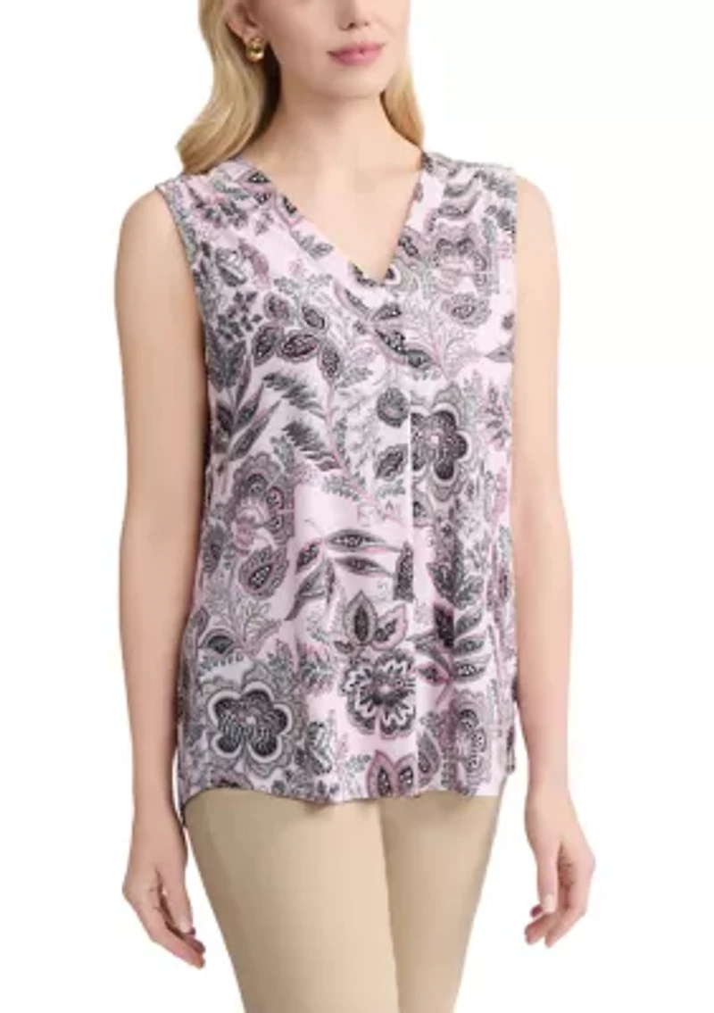 Women's Sleeveless Pleat Front Top