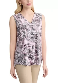 Women's Sleeveless Pleat Front Top