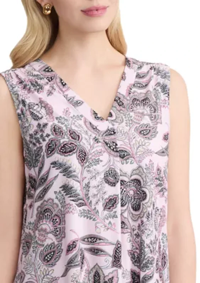 Women's Sleeveless Pleat Front Top