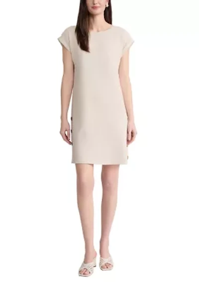 Women's Short Sleeve Button Down Linen Dress