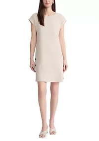 Women's Short Sleeve Button Down Linen Dress