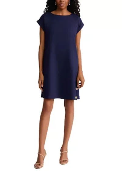 Women's Short Sleeve Button Down Linen Dress