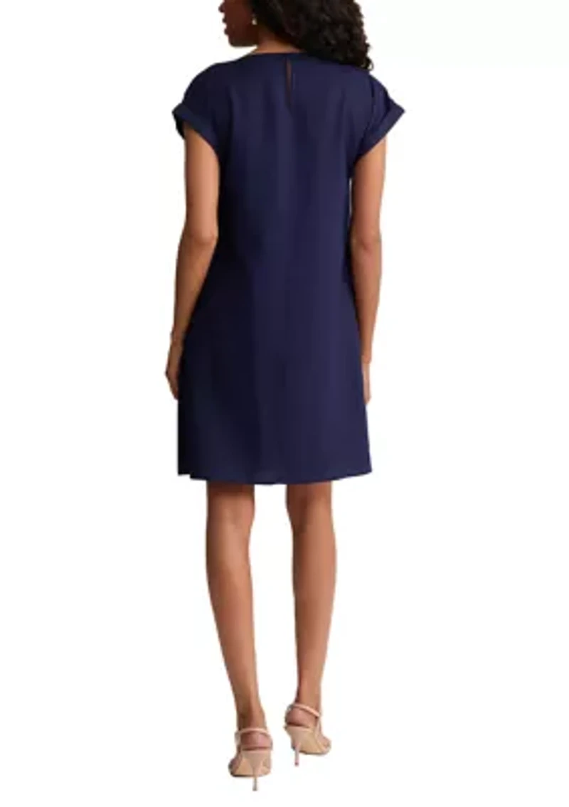 Women's Short Sleeve Button Down Linen Dress