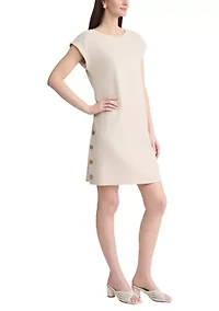 Women's Short Sleeve Button Down Linen Dress