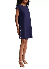 Women's Short Sleeve Button Down Linen Dress
