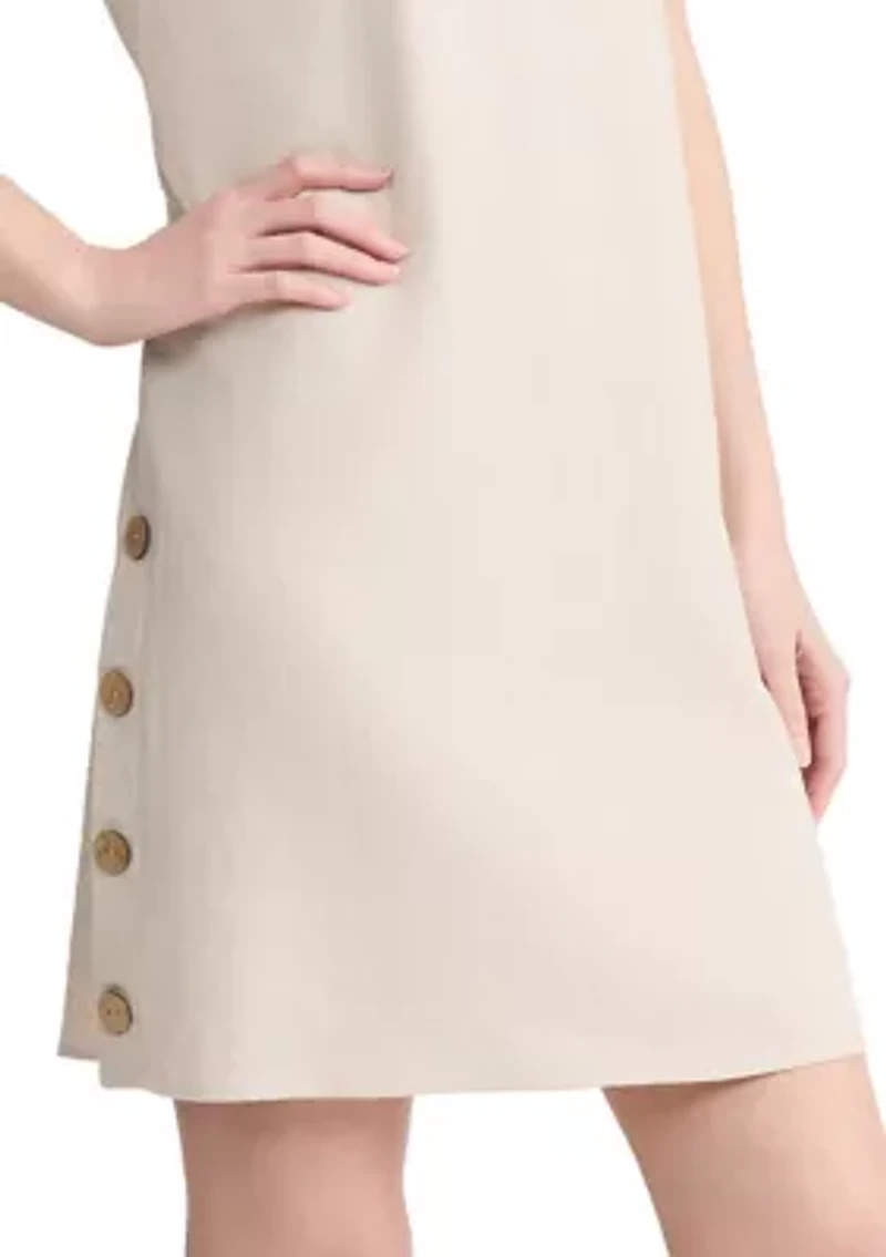 Women's Short Sleeve Button Down Linen Dress