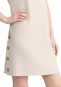 Women's Short Sleeve Button Down Linen Dress