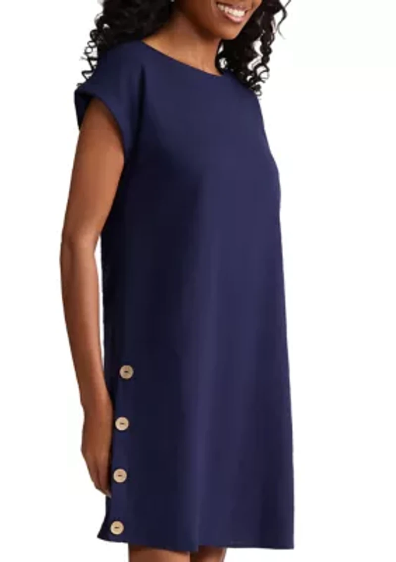 Women's Short Sleeve Button Down Linen Dress