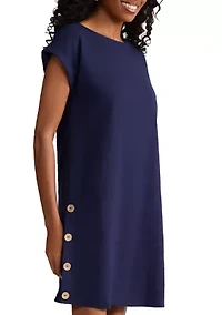 Women's Short Sleeve Button Down Linen Dress