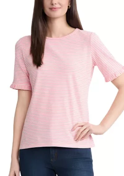 Women's Elbow Ruffle Sleeve T-Shirt