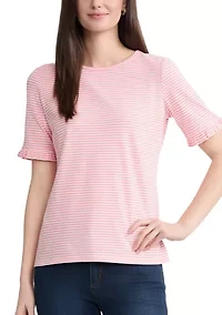 Women's Elbow Ruffle Sleeve T-Shirt