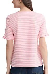 Women's Elbow Ruffle Sleeve T-Shirt