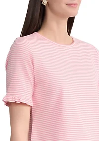 Women's Elbow Ruffle Sleeve T-Shirt