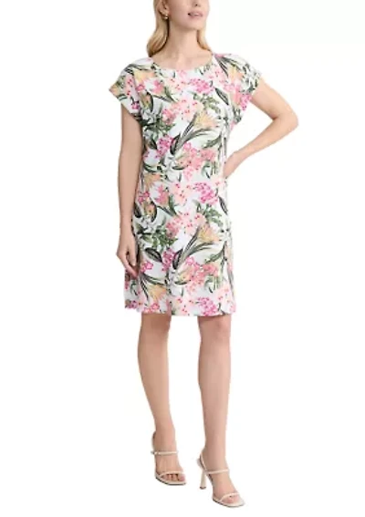 Women's Short Sleeve Button Linen Dress