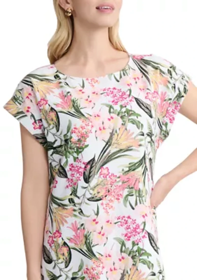 Women's Short Sleeve Button Linen Dress