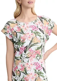 Women's Short Sleeve Button Linen Dress