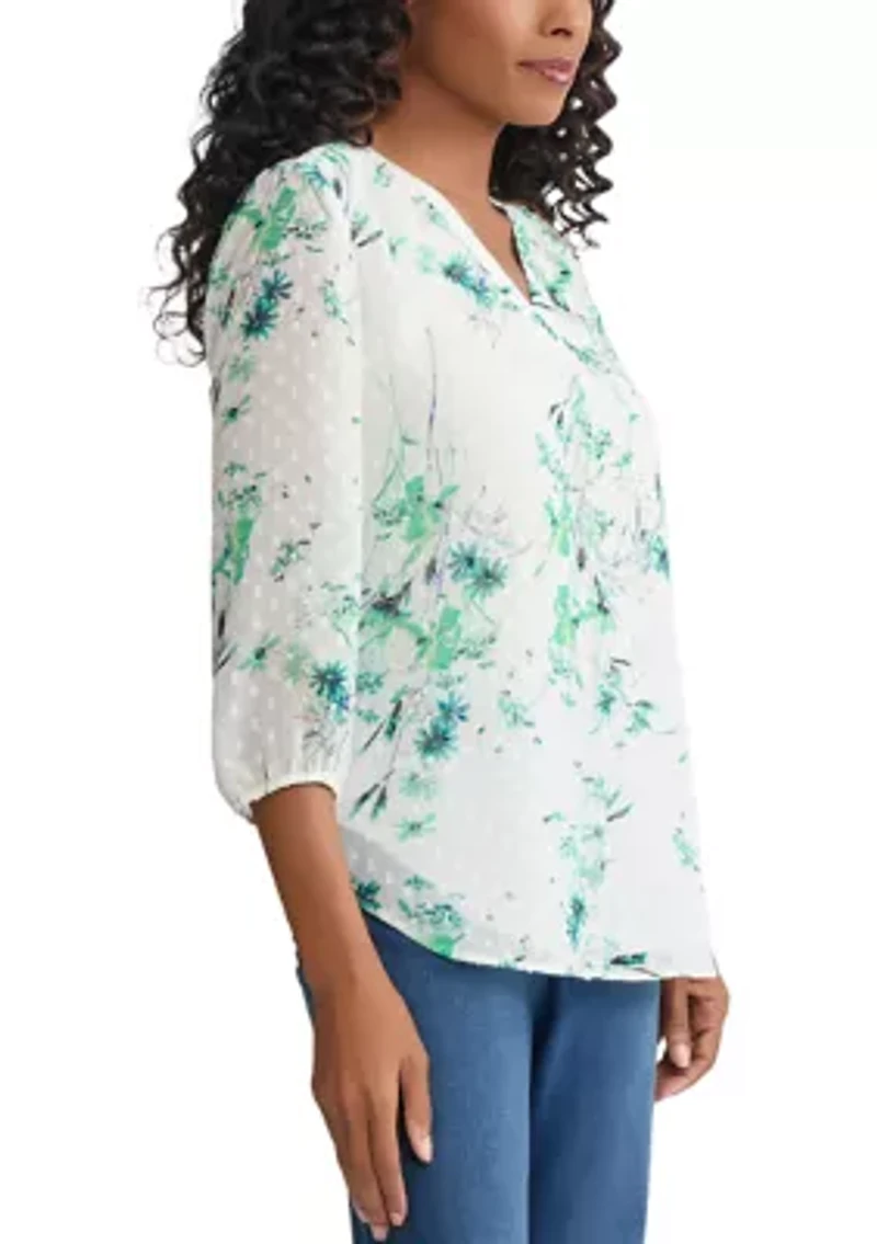 Women's 3/4 Sleeve V-Neck Tunic Top
