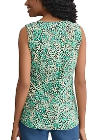 Women's Sleeveless V-Neck Pleated Front Blouse