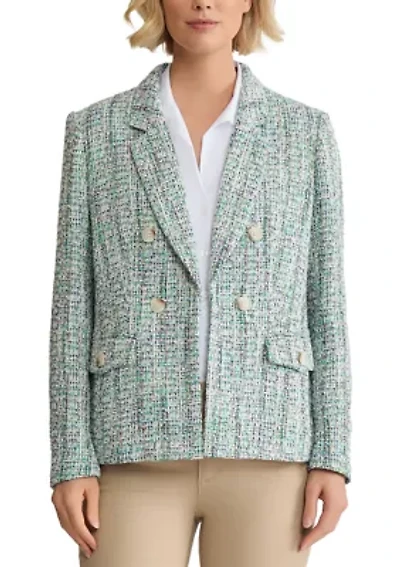 Petite Faux Double Breasted Tweed Jacket
