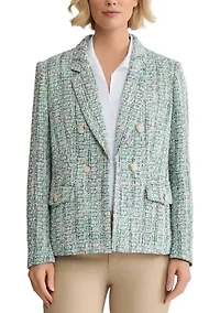 Petite Faux Double Breasted Tweed Jacket