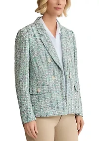 Petite Faux Double Breasted Tweed Jacket