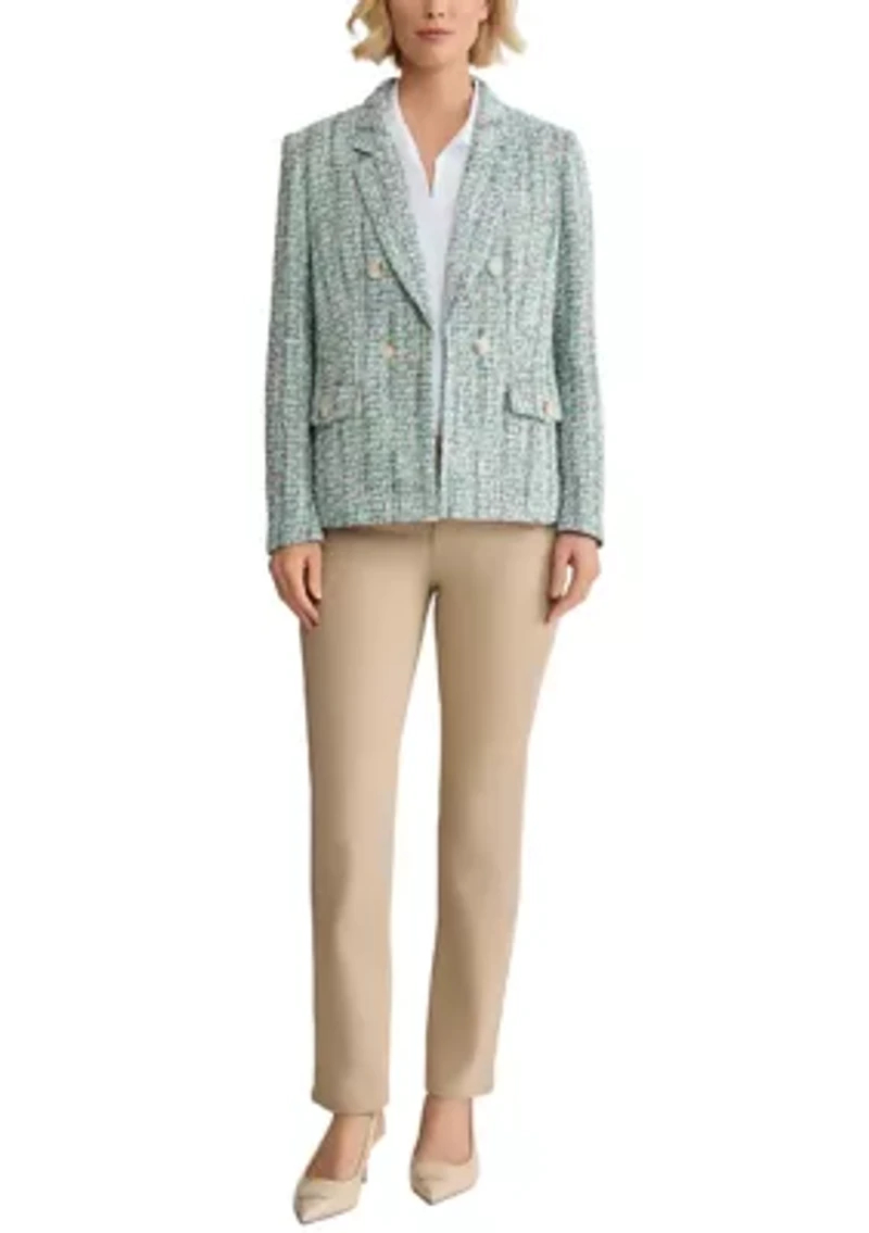 Petite Faux Double Breasted Tweed Jacket