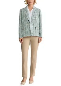 Petite Faux Double Breasted Tweed Jacket