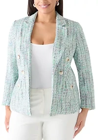Plus Faux Double Tweed Jacket