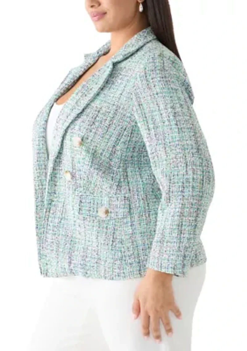 Plus Faux Double Tweed Jacket