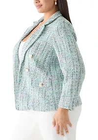 Plus Faux Double Tweed Jacket